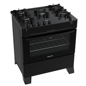 Fogão Atlas Mônaco Top Glass com Mesa de Vidro Bivolt 5 Bocas Preto