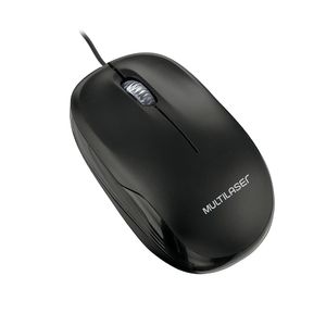 Mouse com Fio Multilaser Mid 1200dpi Conexão USB Cabo de 120cm 3 Botões Textura Fosca Preto - MO255