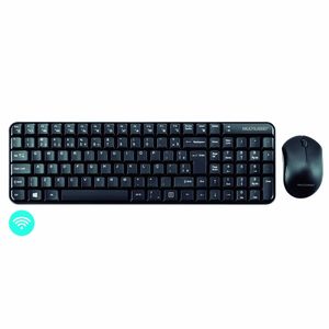 Kit Combo Teclado e Mouse sem Fio Compacto Multilaser Multimídia Conexão Usb 1200dpi Teclas Compactas Preto - TC183