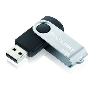 Pen Drive Multilaser Twist 32GB USB Leitura 10MB/s e Gravação 3MB/s Preto - PD589