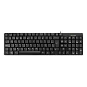 Teclado Slim com Fio Compacto Multilaser Conexão USB Cabo de 120cm Resistente à Água Preto - TC193