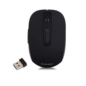 Mouse sem Fio Multilaser Wave Recarregável com Bateria de Litío 250mah 1600dpi Ajustável 6 Botões Preto - MO277