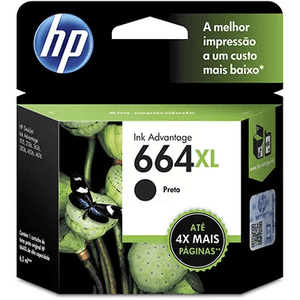 Cartucho de Tinta HP 664XL Preto de Alto Rendimento Original