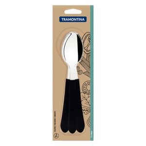 Conjunto de Colheres de Mesa Tramontina Leme com Lâminas em Aço Inox e Cabos de Polipropileno Preto 3 Peças