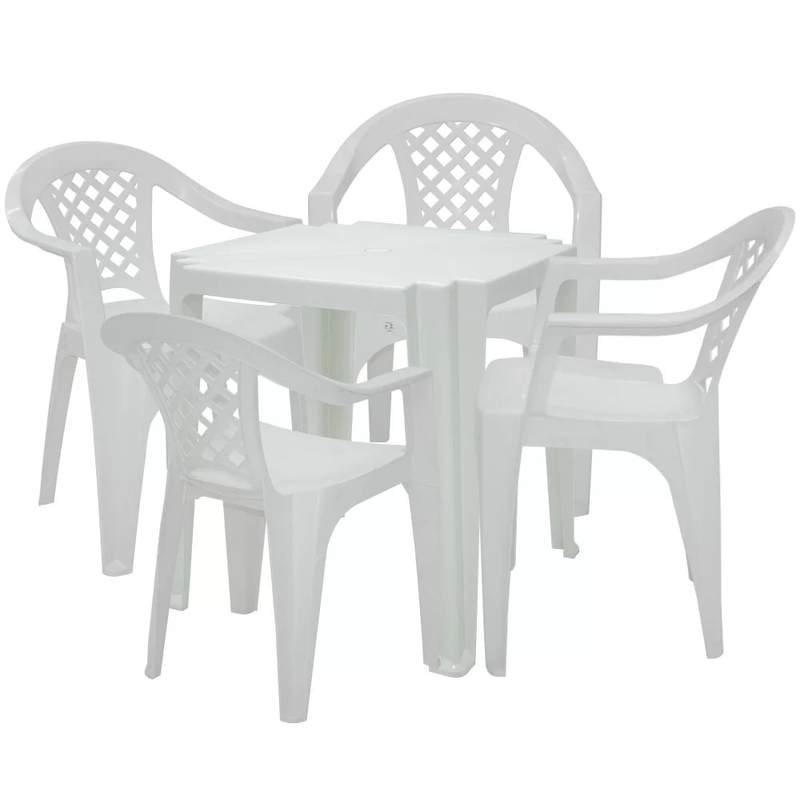 Conjunto de Mesa e Cadeiras Tramontina Tambaú Iguape - Branco