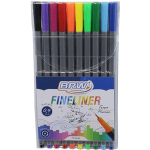 Caneta Hidrográfica BRW Fineliner 0.4mm - 10 Cores