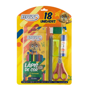Kit Escolar BRW com 18 Unidades