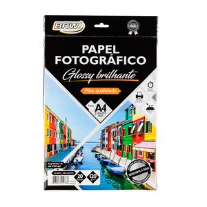 Papel Fotográfico BRW Glossy Brilhante com 20 Folhas - 120g