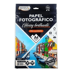 Papel Fotográfico BRW Glossy Brilhante com 20 Folhas - 150g