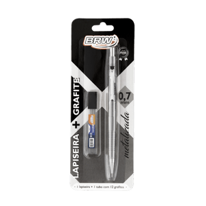 Lapiseira Técnica BRW 0.7mm com Grafite - Prata