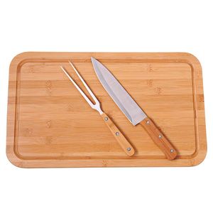 Conjunto Churrasco Mor Bamboo Tábua Retangular - 30 x 50cm