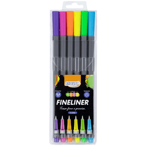 Marcador BRW Neon Fine Liner 0.4mm - 6un