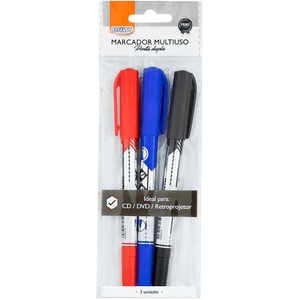 Marcador Permanente BRW Multiuso Ponta Dupla - 3un