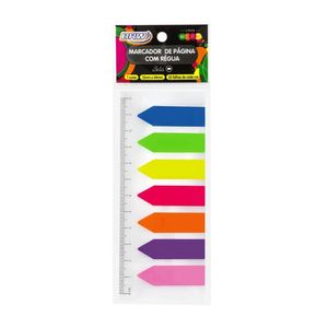 Marcador de Páginas BRW Neon com Régua Seta - 7 Cores