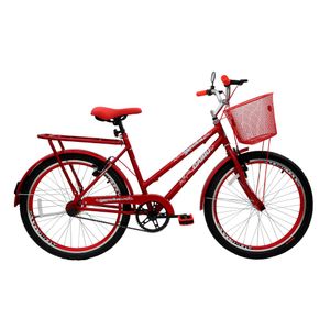Bicicleta Cairu Aro 24 Genova com Cesta V.B Vermelho