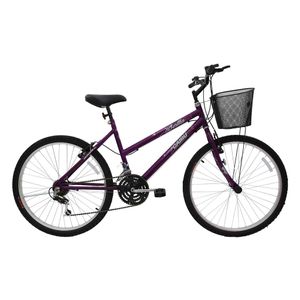 Bicicleta Cairu Aro 26 MTB Bella com Cesta Violeta