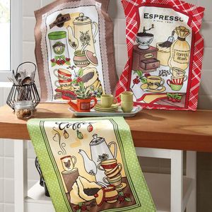 Pano de Copa Döhler Felpudo Prata Estampado Sortido 45cm x 65cm - Coffee 04
