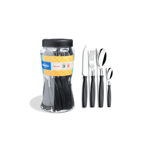 Faqueiro Itaparica Brinox Preto em Aço Inox - 24 Peças