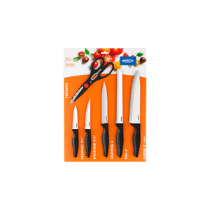 Conjunto de Facas Brinox Cross Preto em Aço Inox - 6 Peças