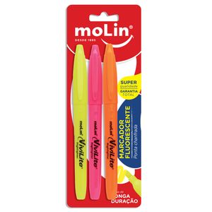 Marcadores Fluorescente com 3 Cores Molin