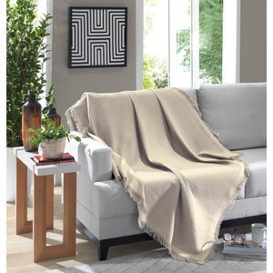 Manta para Sofá Döhler Marrocos Liso 150cm x 120cm – Bege