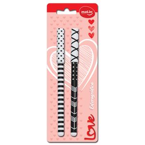 Kit com 2 Canetas Molin Esferográficas Love Black And White Estampado