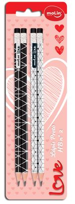 Kit-com-4-Lapis-Molin-Love-Black-And-White-Preto-e-Branco