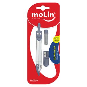 Compasso Silver Plus Molin com Grafite e Apontador Prata e Azul