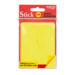 Bloco de Notas Adesivas Molin Neon Amarelo