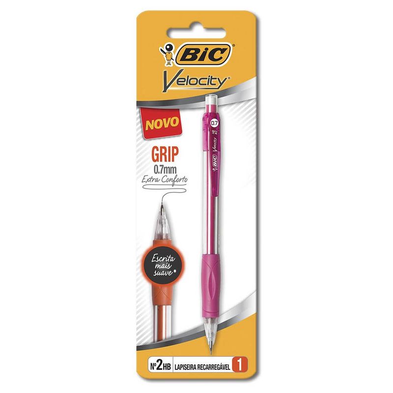 Lapiseira-0.5mm-BIC-Velocity-Grip-com-Tampinha-Protetora-e-Borracha-Multicor--1-