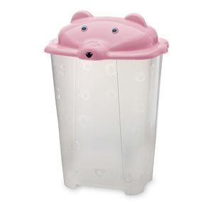 Cesto Urso Cajovil 44 Litros Transparente Rosa