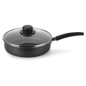 Frigideira Multiflon Gourmet Alta com Tampa de Vidro Antiaderente de Alumínio - 24cm