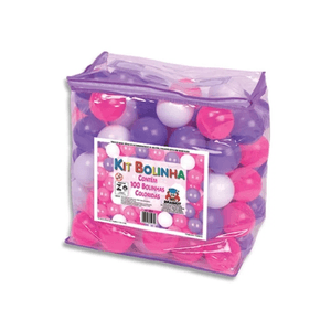 Kit com 100 Bolinhas Rosa/Branca/Lilás - Braskit