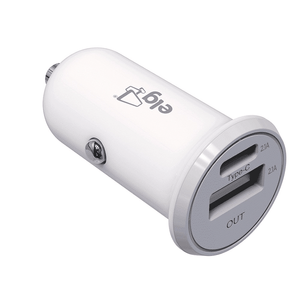 Carregador Veicular Universal 2.1A com Saída USB Tipo-C e USB-A - ELG