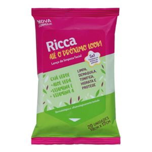 Lenço de Limpeza Facial Ricca Até o Próximo Look - 20UN