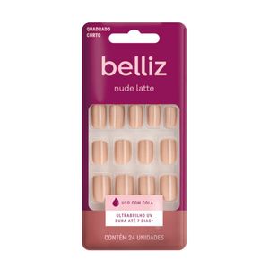 Unhas Postiças Belliz Nude Latte - Quadrado Curto
