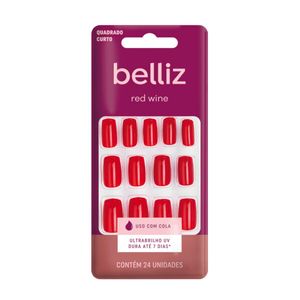 Unhas Postiças Belliz Red Wine - Quadrado Curto