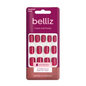 Unhas Postiças Belliz Rosa Cremoso - Quadrado Curto