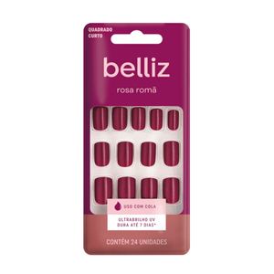 Unhas Postiças Belliz Rosa Romã - Quadrado Curto