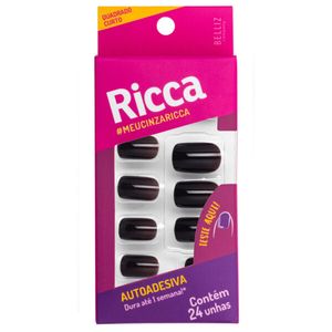 Unhas Postiças Ricca Autoadesivas Cinza Urban - Quadrado Curto