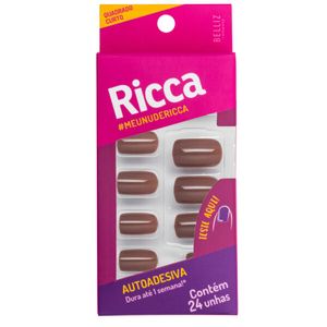 Unhas Postiças Ricca Autoadesivas Nude Capuccino - Quadrado Curto