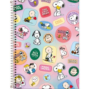 Caderno Espiral Capa Dura Universitário 1 Matéria Snoopy 80 Folhas - Tilibra