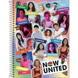 Caderno Espiral Capa Dura Universitário 10 Matérias Now United 160 Folhas - Tilibra