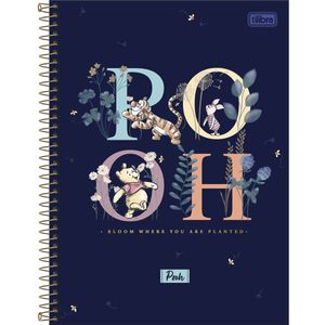 Caderno Espiral Capa Dura Universitário 10 Matérias Pooh 160 Folhas - Tilibra