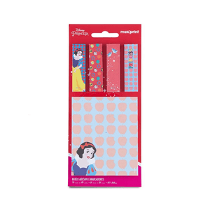 Bloco Adesivo Maxprint Kit Be Bright Be Bold Branca de Neve 76mm x 90mm 1 Bloco + 4 Marcadores 15mm x 55mm 150 Folhas