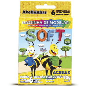 Massinha de Modelar Acrilex Soft 6 Cores - 90g