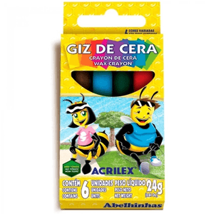 Giz de Cera Acrilex Com 6 Cores - 24g