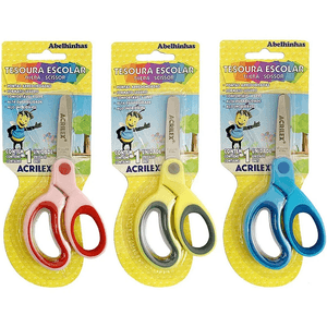 Tesoura Escolar Acrilex  Bicolor sem Ponta - 13cm