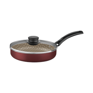 Frigideira Reta Tramontina Turim em Alumínio com Revestimento Interno e Externo em Antiaderente Starflon Max Vermelho com Tampa 22 cm 1,7 Litros