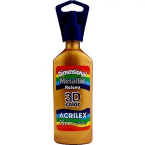Tinta Dimensional Acrilex Relevo Metallic 3D Ouro Velho - 35ml